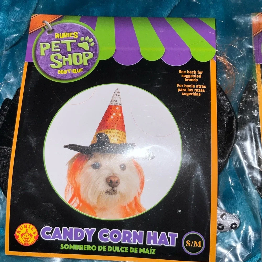 Rubie's Pet Shop Candy Corn and Witch Hat with neon color hair NEW